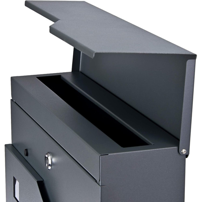 Поштова скринька Verda Anthrazit з газетницею, порошкове покриття AkzoNobel, 2 ключі, табличка з іменем, дизайнерська настінна поштова скринька з нержавіючої сталі SN3678-1