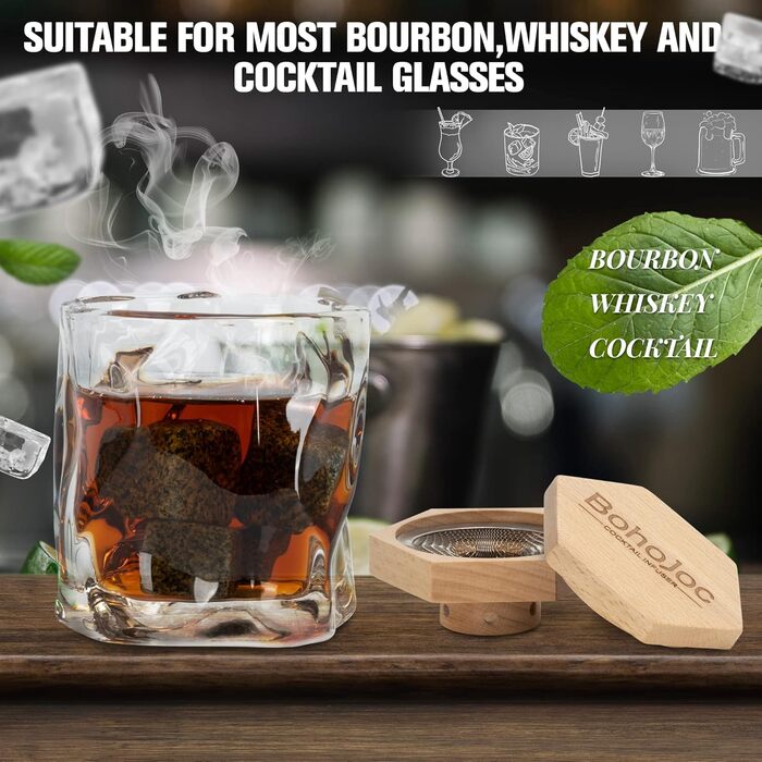 Valentine's Day gifts for him, gifts for men, dad, friend, cocktail smoking kit with flashlight, men's gifts, bourbon whiskey smoking set, men's gifts for Christmas (without butane)