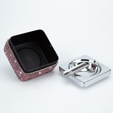 Попільничка з нержавіючої сталі з кришкою, з імітацією діамантів, фіолетового кольору. Попільничка для дому та вулиці, підставка для сигарет.