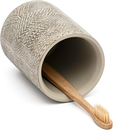 Набір аксесуарів для ванної кімнати Creativefine з дерева, 3 шт: дозатор мила, мильниця, тримач для зубних щіток (ретро-рельєфний візерунок)