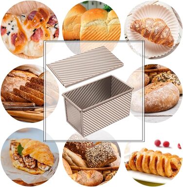 Loaf pan with lid 1000g dough capacity, toast bread baking pan 35x14x2cm, bread loaf pan, bread baking, toast bread pan, aluminum, steel, toast form, non-stick baking pan, toast with ventilation holes for bread, loaves, cakes
