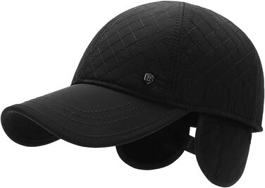 Кепка YAMEE чоловіча зимова зі складаними навушниками, унісекс, бейсболка, тепла кепка з м'якою підкладкою, чорний колір