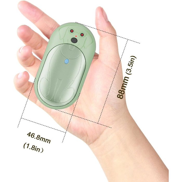 Електричні грілки для рук 6000mAh (2 шт.) - перезаряджувані, USB-C, 3 режими нагріву, подарунок для жінок, чоловіків, дітей, для катання на лижах, піших прогулянок (зелені)