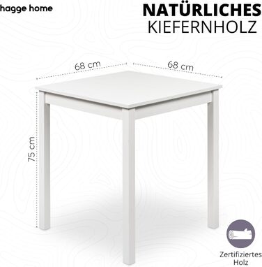Обідній стіл Hagge Home з дерева, компактний кухонний стіл 70x70 см, коричневий, для їдальні та кухні