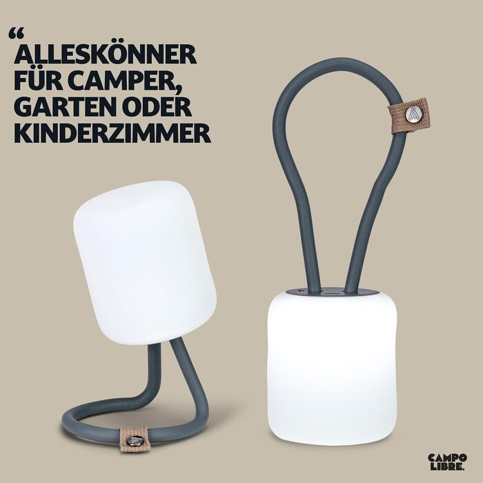 Campo Libre.® LENI I Camping Lamp I flexible Outdoor Lamp for Hanging, Standing, and Mounting I dimmable Camping Light I rechargeable I Balcony Lamp, Camping Light, Outdoor Table Lamp