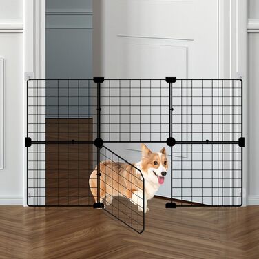 Ворота для сходищ, огорожі для домашніх тварин, ворота для собак, дротяні ворота, загородження для собак, портативне собаче вольєр для маленьких собак з сіткою (90 x 60 см) (6 шт.)