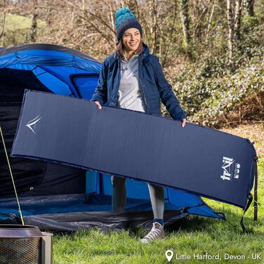 Trail Outdoor Self-Inflating Sleeping Pad - 5cm Thick Camping Mat - Blue