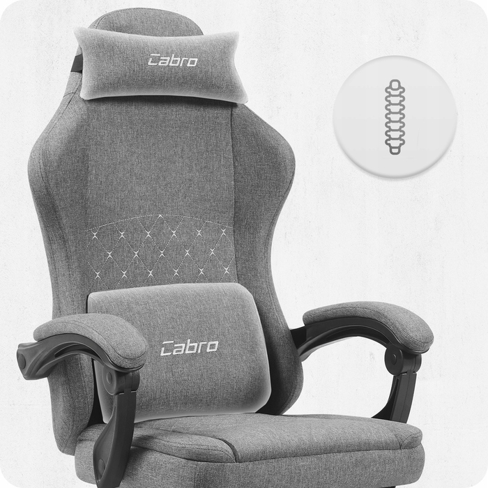 Ігрове крісло Cabro C503 сіро-чорне з підніжкою та подушками