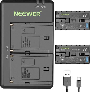 Акумулятор NEEWER NP-F750 2x 5600 mAh з USB-зарядним пристроєм, сумісний з Sony NP-F550/570/750/770/930/950/FM55H/FM500H/QM71/QM91/QM71D, NEEWER LED-ліхтарі, монітори, моторні слайдери