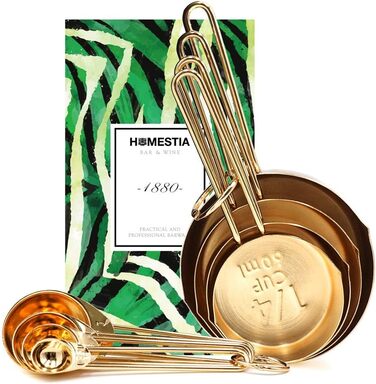 Measuring Cups and Spoons Set, Stainless Steel, 8 Pieces, for Dry and Liquid Ingredients, Cooking Appliances, for Home, Kitchen, Luggage, Jewelry