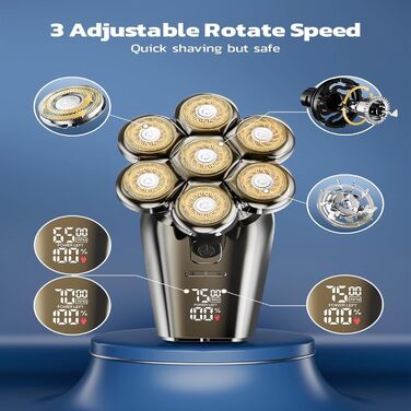 Електричний гоління для голови та бороди LOEVERY з магнітною насадкою 7D, чоловічий, IPX7, LED дисплей, срібний