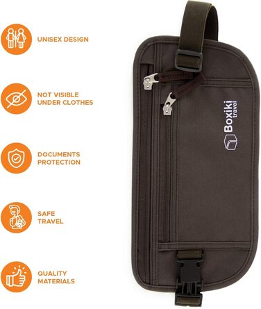 Гнучкий поясний гаманець-органайзер для подорожей з RFID-захистом (колір: коричневий)