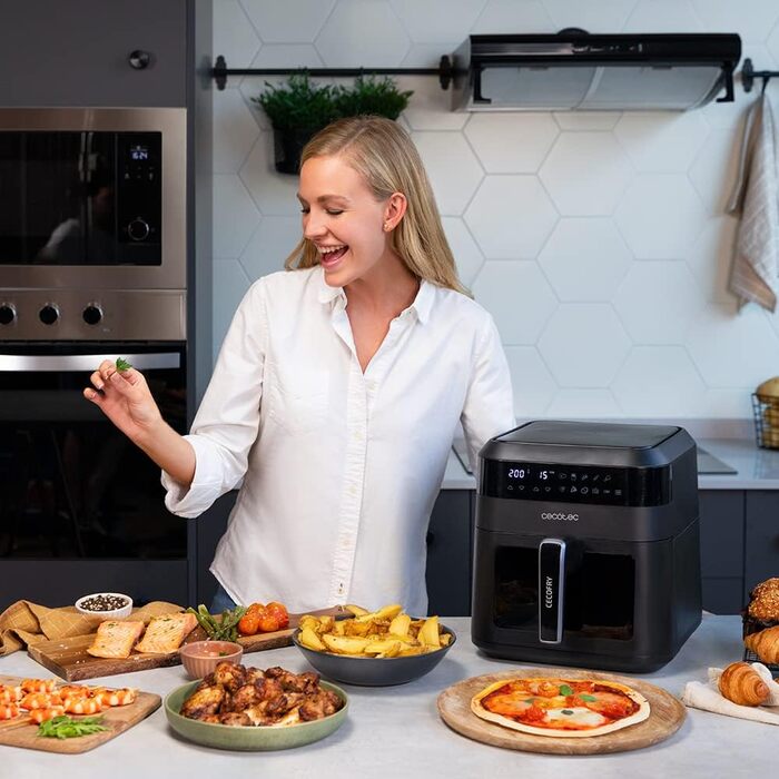 Cecotec 6L Hot Air Fryer Cecofry Experience Window 6000. 1300 W, PerfectCook Technology, adjustable temperature, window, touch control panel, 9 modes, timer, black | Window