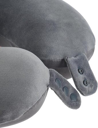 Подушка для шиї з піною з пам'яті, зручна та легка, для подорожей (літак, авто, поїзд, автобус), з чохлом (сіра)