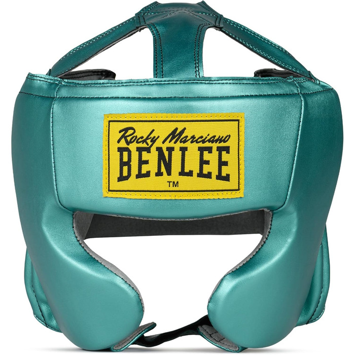 BENLEE Faux Leather Headguard Mike (L-XL, Metallic Green/Black) - Protective Headgear for Boxing & MMA