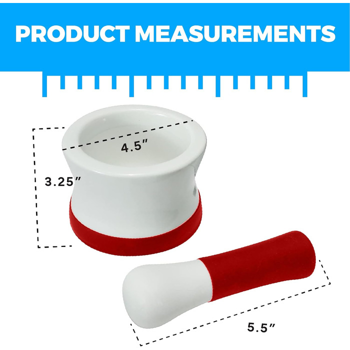 Набір для стукання (толкушки) EZ-Grip з червоного силікону та порцеляни, 11.5 см