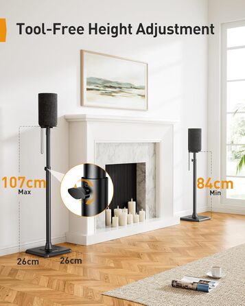 Підставка для колонок Perlegear PGSS12 - пара, регульована висота 83.8-106.7 см, для сателітів, з кабелеуправлінням, 6 кг