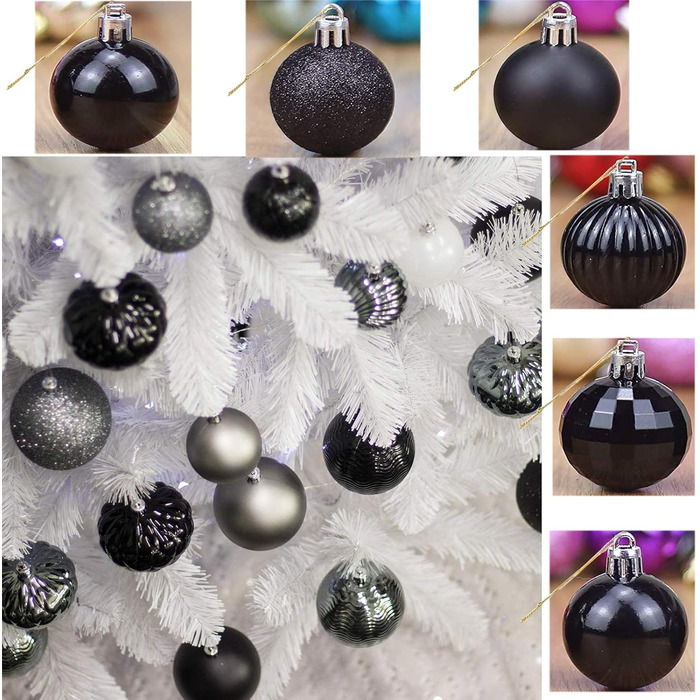 Новорічні кулі Taeku, 4 см, 36 шт. - набір прикрас для ялинки, чорний колір