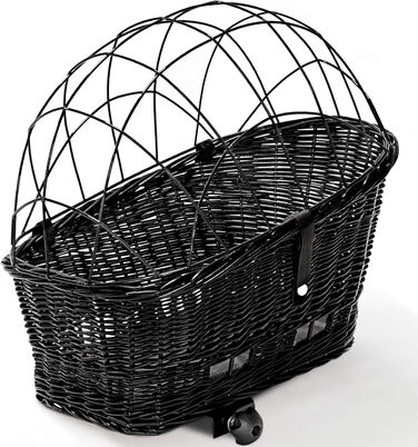 Корзина для велосипеда Tigana для собак, 60 x 39 см, чорна, з прутів, для багажника, з подушкою, розмір S-S, XXL