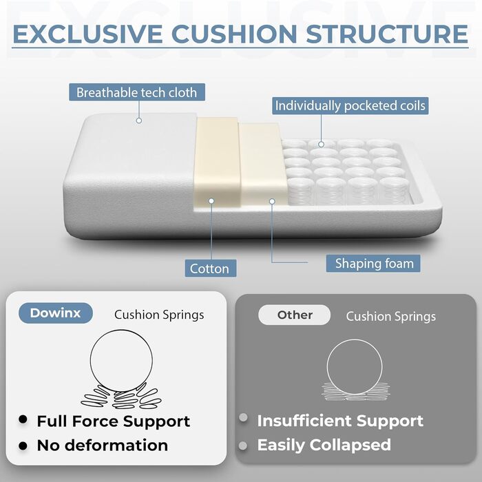 Ігровий крісло Dowinx з тканини, ергономічний геймерський крісло з м'якими підлокітниками, стабільний ігровий та офісний крісло для тривалого сидіння, блакитний