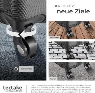 Набір валіз Tectake® 4 шт. з ваговою та ідентифікатором, 360° колеса, жорсткий корпус з кодовим замком, велика валіза, вкладна, ручний багаж (Чорний)