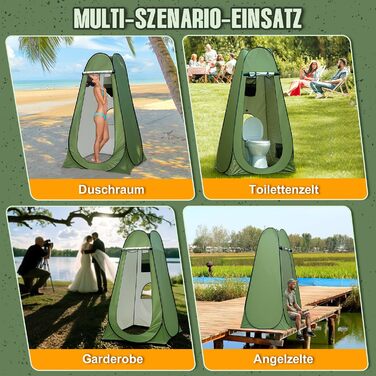 Charmofun Pop Up Camping Shower Tent with UV Protection - Portable Toilet & Changing Tent for Beach & Outdoor Use (Green)