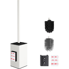 Настінна щітка для туалету DAZI з кріпленням без свердління, з нержавіючої сталі, сучасний дизайн, знімний внутрішній стаканчик для легкого догляду та очищення (золота щітка) (білий)