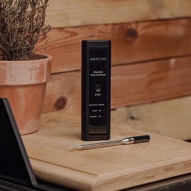 Беспроводний термометр для гриля SANTOS – Контроль через додаток (Android & iOS) – Дальність 100м – Подвійний датчик – До 300°C – Магнітне кріплення