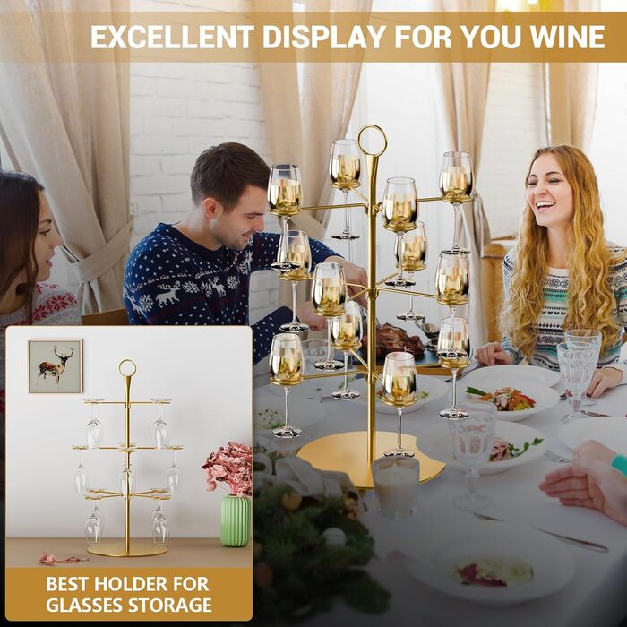 Набір для шампанського CLOPAE, 3 яруси, 12 келихів, металевий барний стійка для келихів, для вечірок, весіль, барів