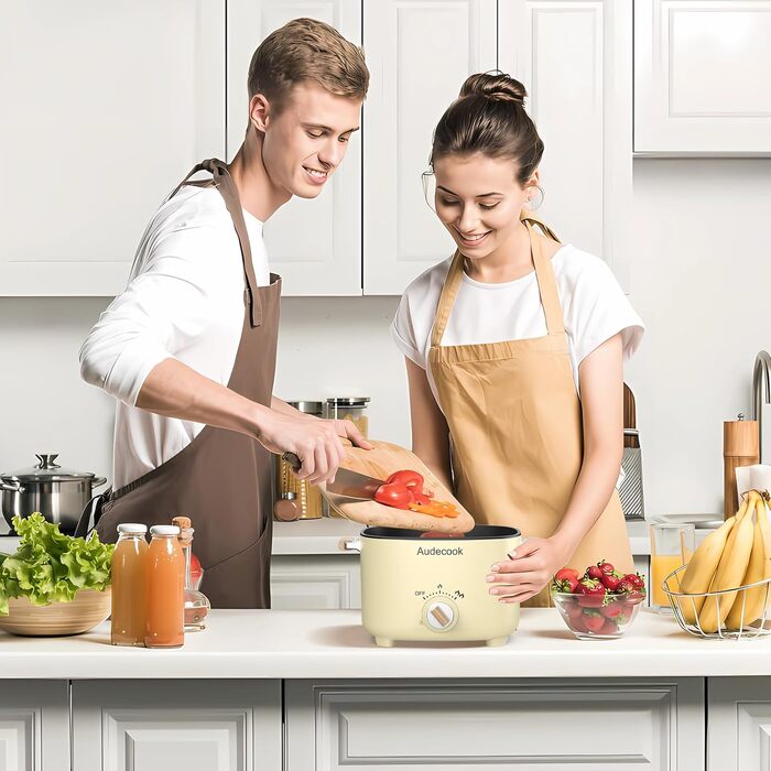 Електричний хот-пот Audecook 2.5L: мультиварка для 1-3 осіб з антипригарним покриттям (бежевий)