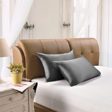 Silk Pillowcase, 25 Momme Pillowcase made of Double-Sided 100% Mulberry Silk Pillow Cover, 1 Piece Hidden Zipper Design Silk Pillowcase, 50 x 75 cm Grey