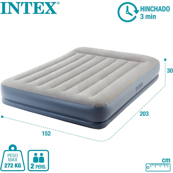 Надувний матрац Intex Dura-Beam Standard, 203 x 152 x 30 см, California King, кольоровий