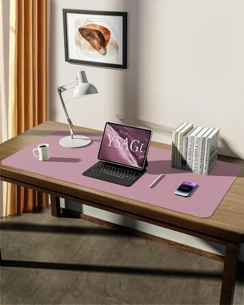 Килимок для миші та столу YSAGi Premium, шкіряний, 90x43 см, фіолетовий (Mauve) для офісу та дому