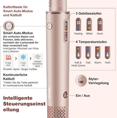 7MAGIC Airstyler 7-в-1: професійний набір для укладки волосся, 110000 обертів/хв, 1400 Вт, фен-щітка, авто-локон, випрямляч, іонізація, для створення об'єму, локонів та випрямлення, з дорожньою косметичкою