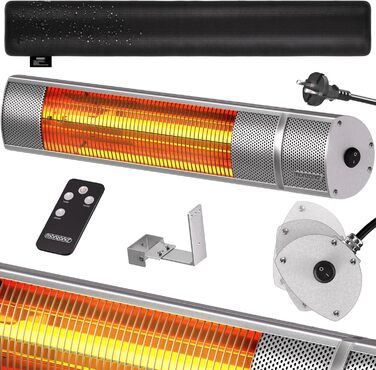 Інфрачервовий обігрівач MONZANA® MZH2000 Goldröhre 2000W з пультом керування, 3 режими, кут нахилу 90°, для тераси та вулиці