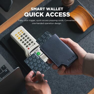 Гаманець-картхолдер VULKIT RFID захист, шкіряний, для чоловіків та жінок, з відділенням для грошей, магнітний замок, колір - пісковик морський