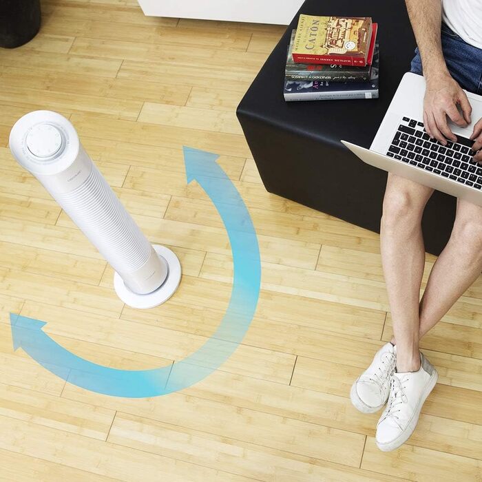 Турбовентилятор Cecotec EnergySilence 790 Skyline Smart з пультом керування. 45W, 76,5 см, осциляція 70°, LED-дисплей, таймер 12 годин, 3 швидкості та 3 режими. Білий колір.