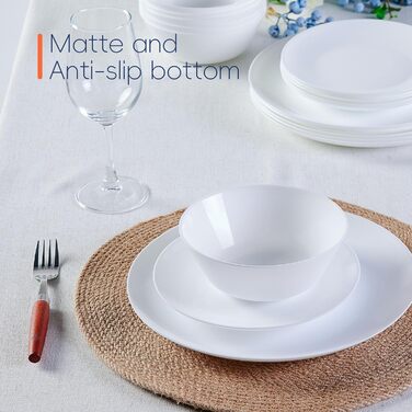 Набір посуду на 6 осіб (18 предметів), Opalglas, з мисками, десертними та обідніми тарілками (білий)