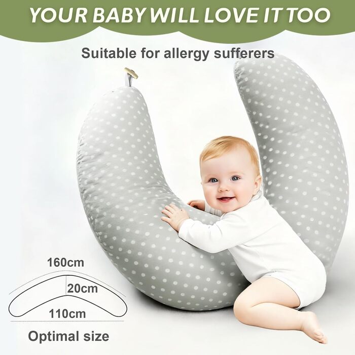 Подушка для вагітних Ezvsevuo Stillkissen XXL - подушка для сну на боці з бавовняним чохлом - сіра