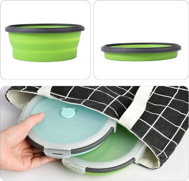 Складані миски для собак з силікону для корму та води, для подорожей, з кришкою, портативні, розширювані, для домашніх тварин, для прогулянок, кемпінгу, 2 шт. блакитний / зелений (Medium, блакитний / зелений)