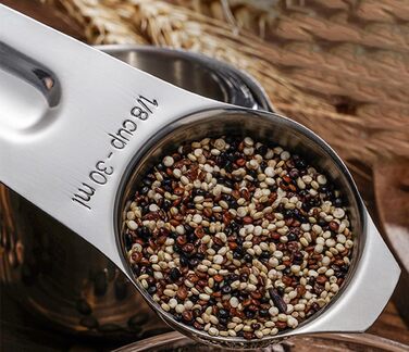 Measuring Cup and Spoon Set, 304 Premium Stainless Steel Cups and Spoons, Kitchen Gadgets for Cooking, Baking (Set-01)