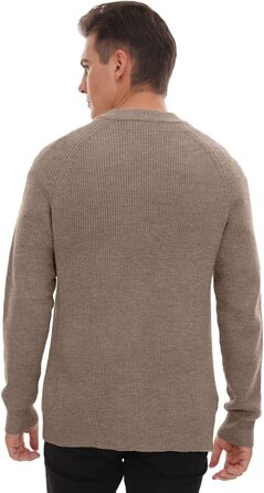 Чоловічий в'язаний кардиган Sailwind з V-подібним вирізом, зимова куртка, класичний дизайн, довгий рукав, з ґудзиками та кишенями (Пустельний хакі, L)