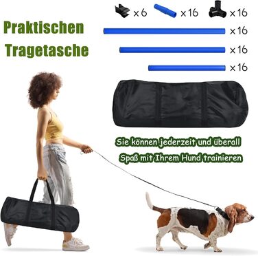 Набір для аджиліті для собак Grün 4X Hurden: набір шлагбаумів, регульована висота, 104x70x101 см (блакитний)