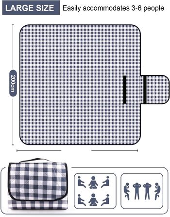 Плед для пікніка LIVEHITOP водонепроникний XXL (200x200 см, бежевий) для пляжу, кемпінгу, парку, BBQ