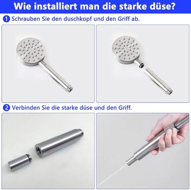 Stainless Steel Shower Head, Water-Saving Showerhead, High-Pressure Shower Head, Handheld Shower Head with Strong Jet, Rain Shower Head for Bathing, Spa, and Tub Cleaning