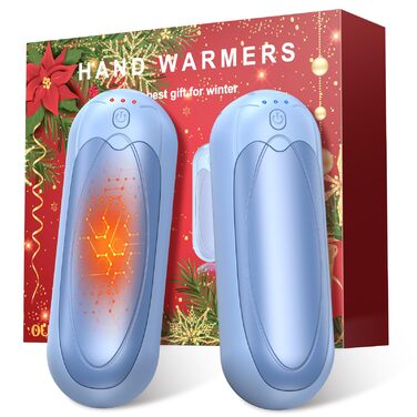Електричні грілки для рук 2 шт. 7000mAh з 3 рівнями нагріву, портативні магнітні грілки для рук, подарунок на зиму для жінок та чоловіків (2 шт. блакитні)