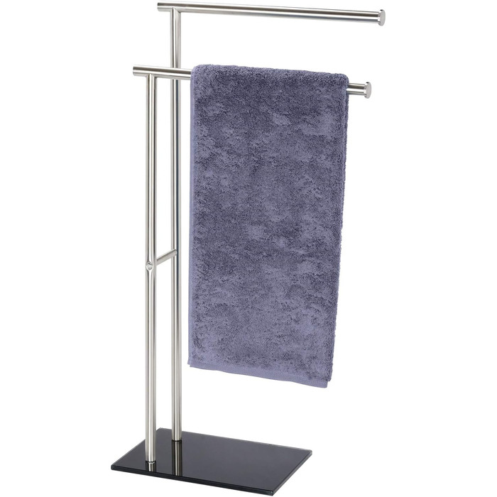 Підставка для рушників WENKO Lima, підлого типу, з полицями, з нержавіючої сталі, 41 x 79 x 20 см, срібно-чорний матовий