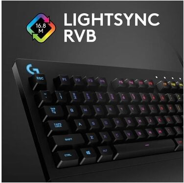 Ігрова клавіатура Logitech G213 Prodigy з RGB-підсвічуванням, програмовані клавіші G, мультимедійне керування, підставка для зап'ястя, захист від бризок, QWERTZ-розкладка (німецька)
