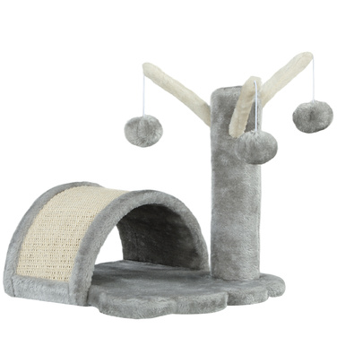 PawHut Stable Cat Scratching Post, Small Climbing Tree with Scratching Post, 38 x 38 x 40 cm, Light Grey, Ideal for Indoor Cats