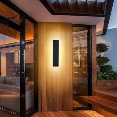 LED Wall Lamp Outdoor/Indoor Long Wall Lamp Anthracite, IP67 Waterproof Outdoor Wall Lights Aluminum Alloy Black Outdoor Light Terrace Wall Light For Gardens, Villa, Warm Light, 30*5cm, 7w